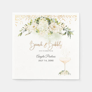 Guardanapo De Papel Brunch Bubbly de Rosas de Alabastro em Aquarela