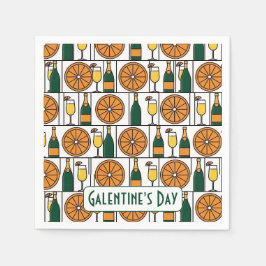 Guardanapo De Papel Brunch de Galentines Day Mimosas Retro