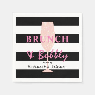 Guardanapo De Papel Brunch e Bubbly Listra preta e branca Rosa