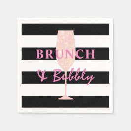 Guardanapo De Papel Brunch e Bubbly Preta e branca Listra | Rosa
