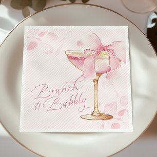 Guardanapo De Papel Brunch e Espumante com Laço Rosa