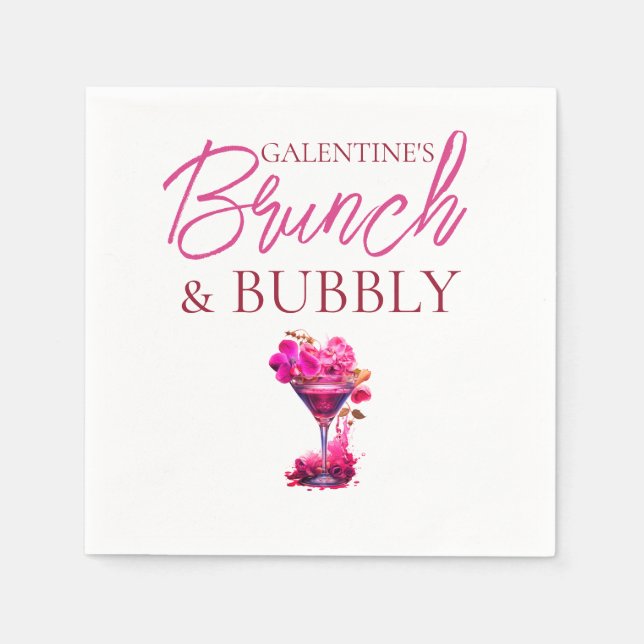 Guardanapo De Papel Brunch e papel borbulhante de Galentine (Frente)