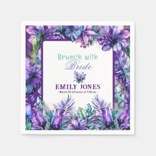 Guardanapo De Papel Brunch floral roxa tropical moderna