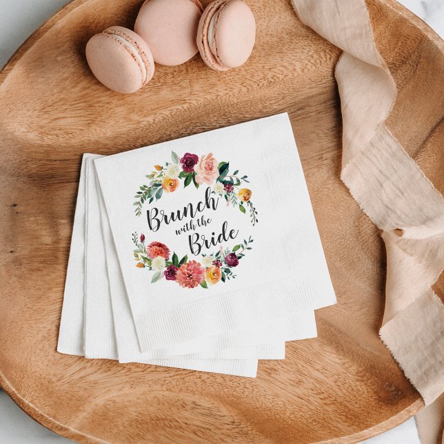 Guardanapo De Papel Brunch Floral Rústico com a Noiva Casamento (Criador carregado)