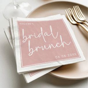 Guardanapo De Papel Brunch Nupcial Minimalista com Letra em Rosa Empoe