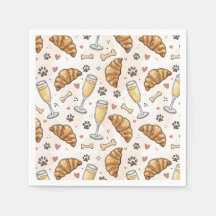 Brunch & Paws Napkins - Croissants e Mimosas