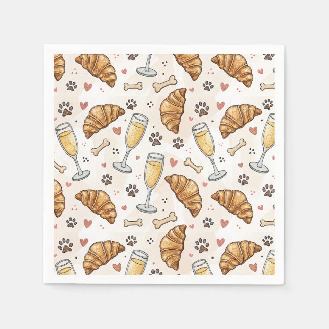 Guardanapo De Papel Brunch & Paws Napkins - Croissants e Mimosas (Frente)