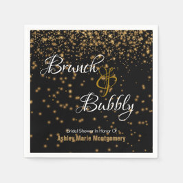 Guardanapo De Papel Brunch personalizado, Dourado Confetti em preto