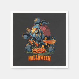 Guardanapo De Papel Bruxa Assustadora em uma vassoura