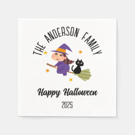 Guardanapo De Papel Bruxa Bonita do Halloween em nome personalizado da