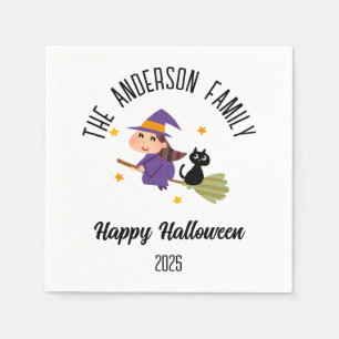 Guardanapo De Papel Bruxa Bonita do Halloween em nome personalizado da