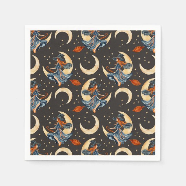 Guardanapo De Papel Bruxa, Lua e Planetas (Frente)