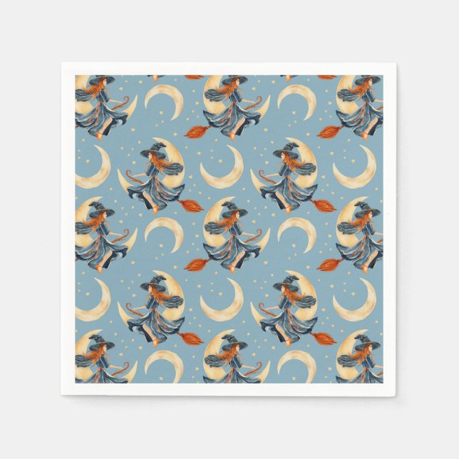 Guardanapo De Papel Bruxa voando na lua crescente (Frente)