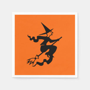 Guardanapo De Papel Bruxa voando no Broomstick Halloween 4Nellie