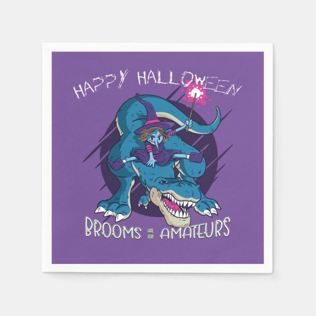 Guardanapo De Papel Bruxa Wicked do Halloween no T-Rex Illustration Pa (Frente)
