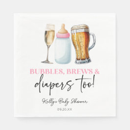 Guardanapo De Papel Bubbles Brews and Diapers Too! Baby Shower