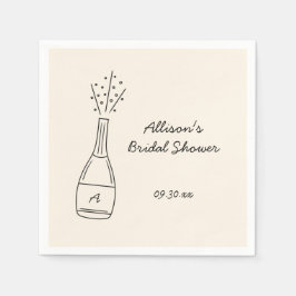 Guardanapo De Papel Bubbly Popping Champagne Bottle Bridal Shower