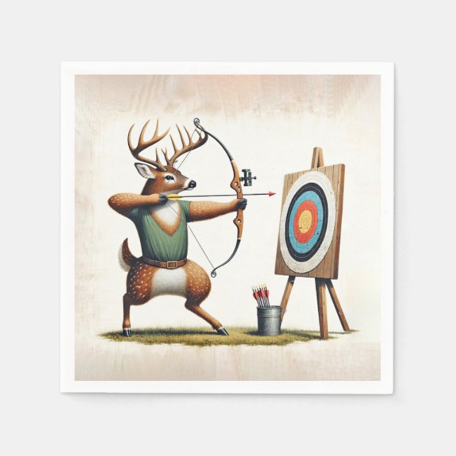 Guardanapo De Papel Buck Deer com Arco e seta (Frente)
