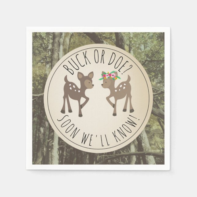 Guardanapo De Papel Buck Ou Doe Camo Baby Gender Party (Frente)
