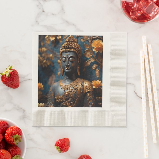 Guardanapo De Papel Buddha Coined Luncheon Ecru Paper Napkins  (Insitu)