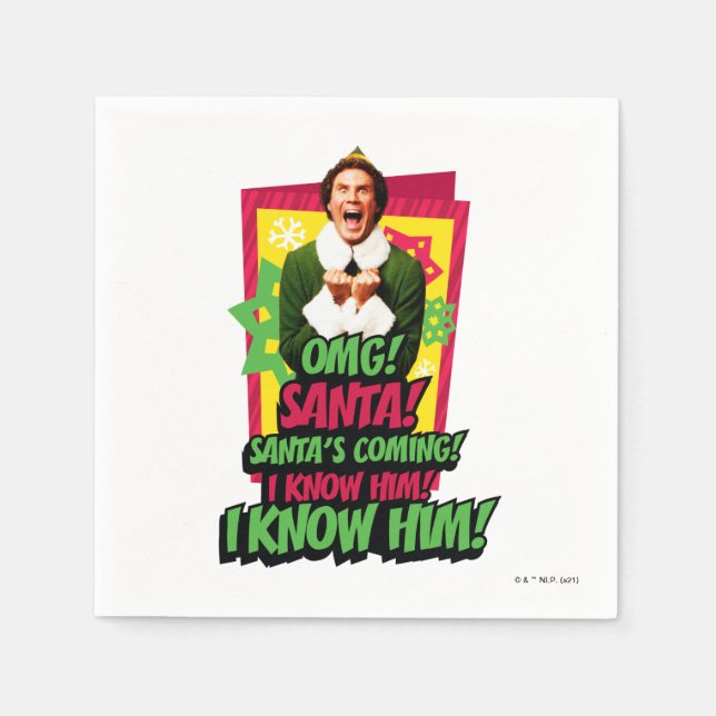 Guardanapo De Papel Buddy the Elf | OMG! Santa! (Frente)