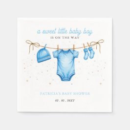 Guardanapo De Papel Budget Clothesline Blue Boy Baby Shower invitation