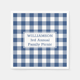 Guardanapo De Papel Búfalo Branco Azul Verifique seu nome Picnic Famíl