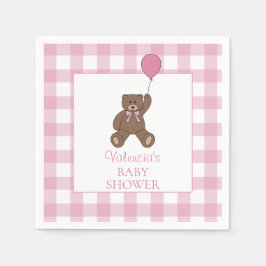 Guardanapo De Papel Buffalo Check Teddy Bear and Balloon Baby Shower