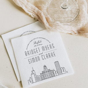 Guardanapo De Papel Buffalo, NY Deco Skyline Casamento Nápoles
