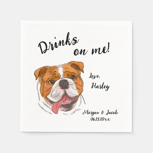 Guardanapo De Papel Buldogue Cocktail Napkin (Frente)