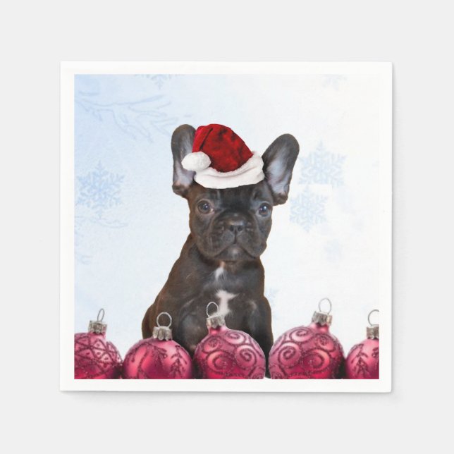 Guardanapo De Papel Buldogue Francês de Natal (Frente)