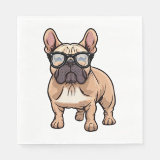Guardanapo De Papel Buldogue francês Vestindo óculos