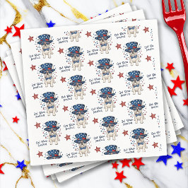 Guardanapo De Papel Buldogue francês Whimsical Patriotic Red Blue