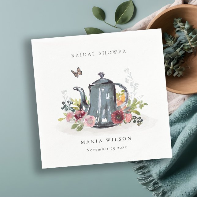 Guardanapo De Papel Bule Charming Rosas Florais Chaleira de Chá Festa  (Criador carregado)