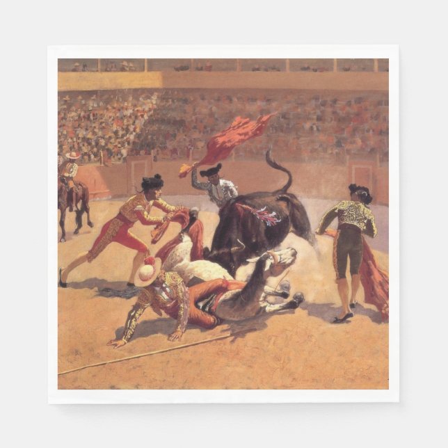Guardanapo De Papel Bull Fight in Mexico (por Frederic Remington) (Frente)