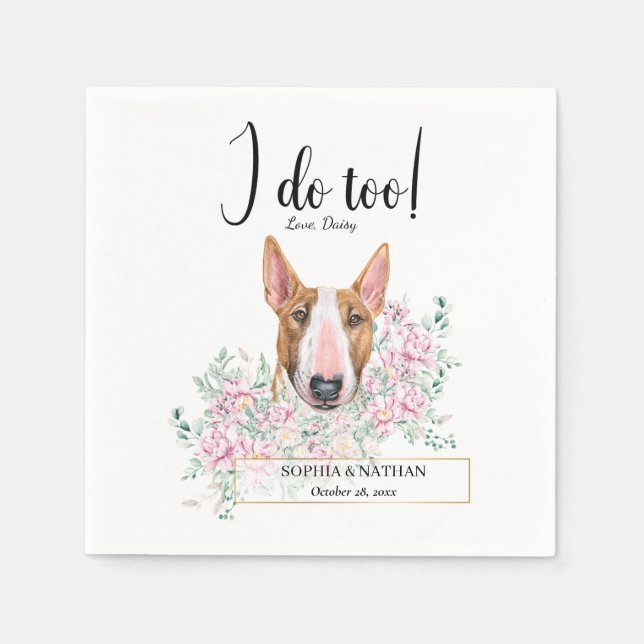 Guardanapo De Papel Bull Terrier Dog Casamento Cocktail Napkins (Frente)