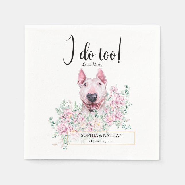 Guardanapo De Papel Bull Terrier Dog Casamento Cocktail Napkins (Frente)