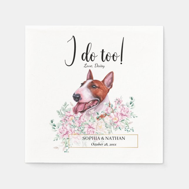 Guardanapo De Papel Bull Terrier Dog Casamento Cocktail Napkins (Frente)
