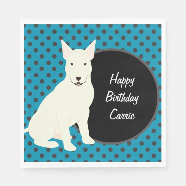 Guardanapo De Papel Bull Terrier e Bolinhas personalizadas (Frente)