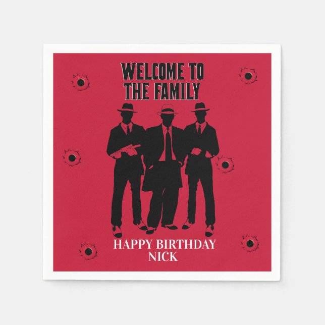 Guardanapo De Papel Bullets e o Partido dos Gangsters Napkins (Frente)