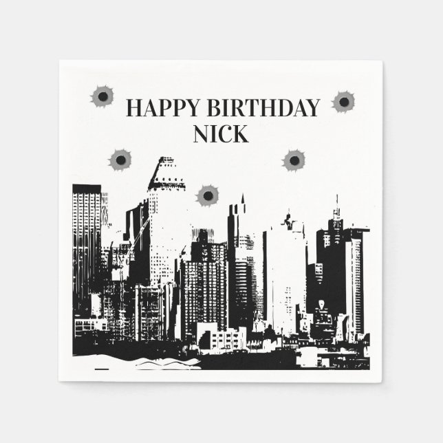 Guardanapo De Papel Bullets e o Partido dos Gangsters Napkins (Frente)