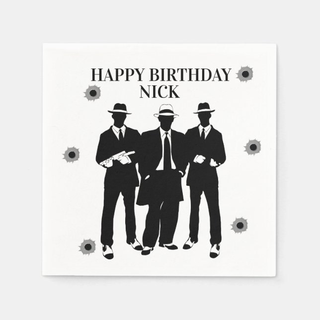 Guardanapo De Papel Bullets e o Partido dos Gangsters Napkins (Frente)