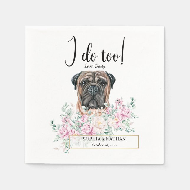 Guardanapo De Papel Bullmastiff Dog Casamento Cocktail Napkins (Frente)