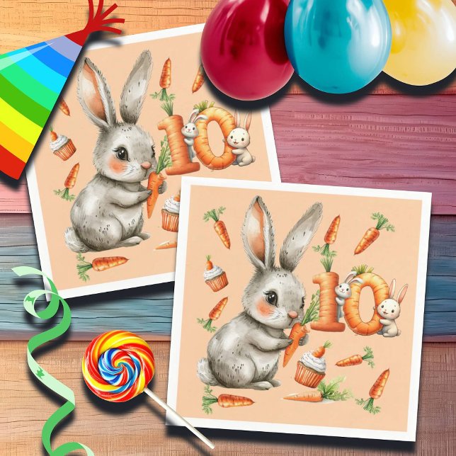 Guardanapo De Papel Bunnies e Carrots 10ª Festa de aniversário (Criador carregado)