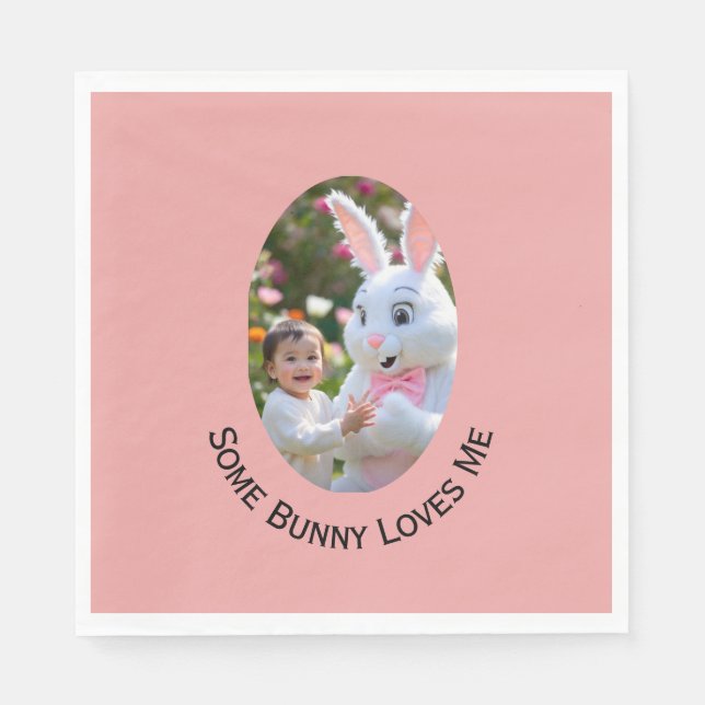 Guardanapo De Papel Bunny and Child photo in Oval Frame Easter (Frente)