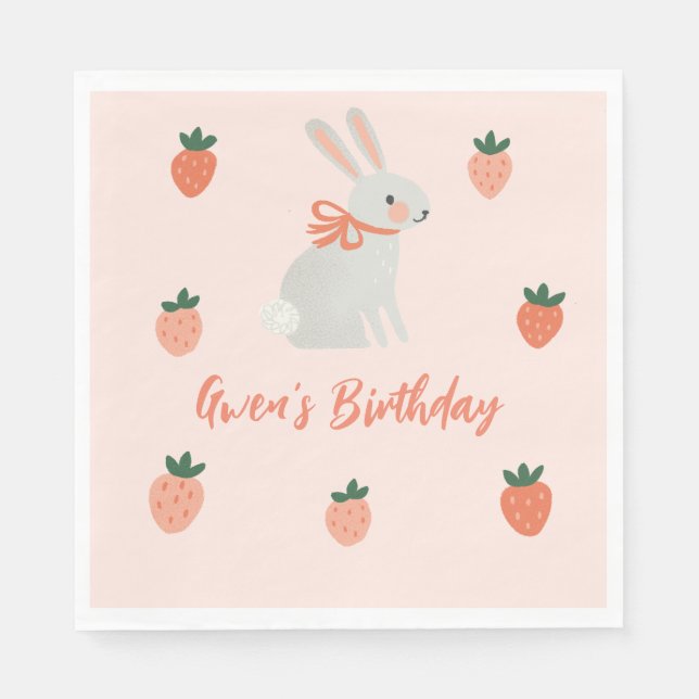 Guardanapo De Papel Bunny e Strawberry (Frente)