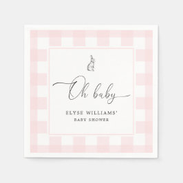 Guardanapo De Papel Bunny Rabbit Pink Gingham Oh Bebê Papel Napkin