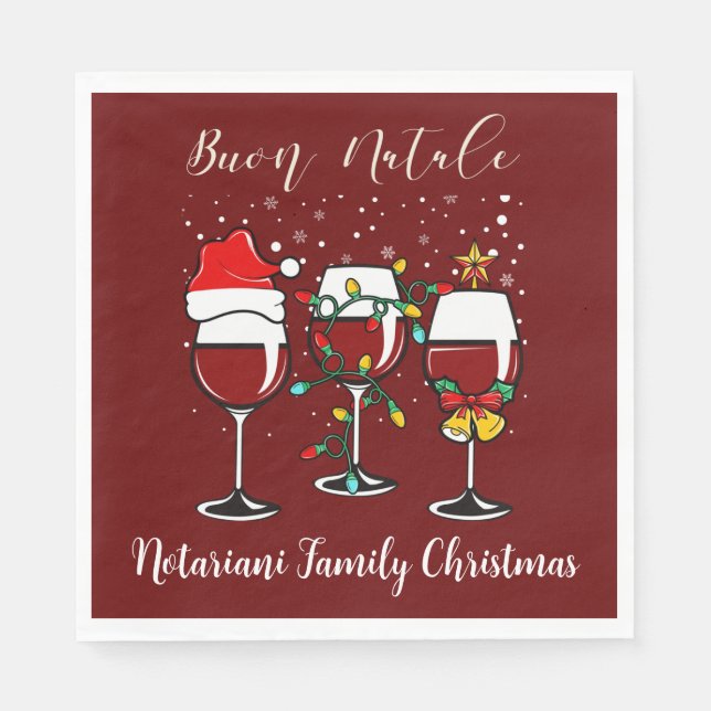 Guardanapo De Papel Buon Natale Festive Wine Glass Italiano (Frente)