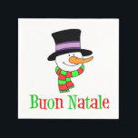 Guardanapo De Papel Buon Natale Italiana Felry Christmas Snowman<br><div class="desc">Buon Natale apresentando um desenho animado,  Snowman. Diga "Feliz Natal" em italiano com estes guardanapos festivos que são excelentes para qualquer festa de férias.</div>