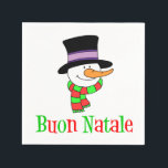 Guardanapo De Papel Buon Natale Italiana Felry Christmas Snowman<br><div class="desc">Buon Natale apresentando um desenho animado,  Snowman. Diga "Feliz Natal" em italiano com estes guardanapos festivos que são excelentes para qualquer festa de férias.</div>
